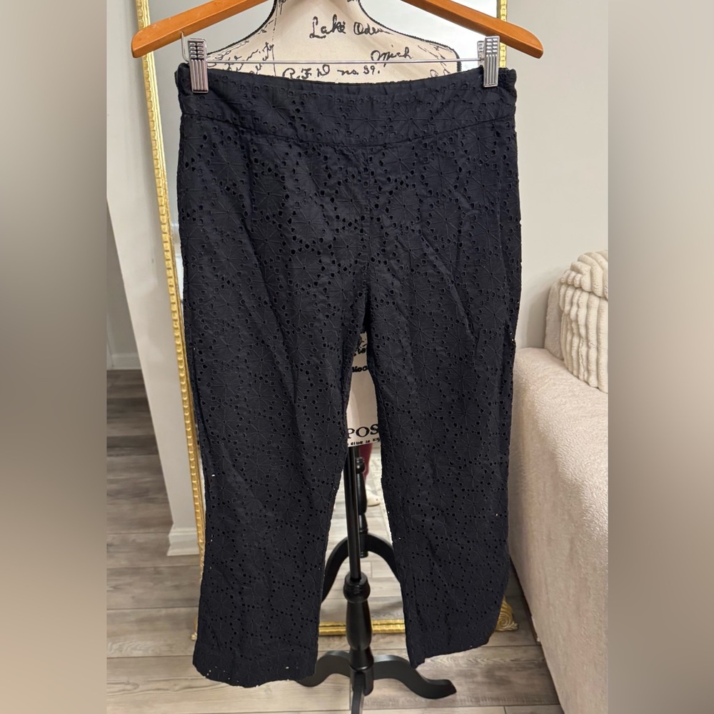 Banana Republic Black Eyelet Trousers